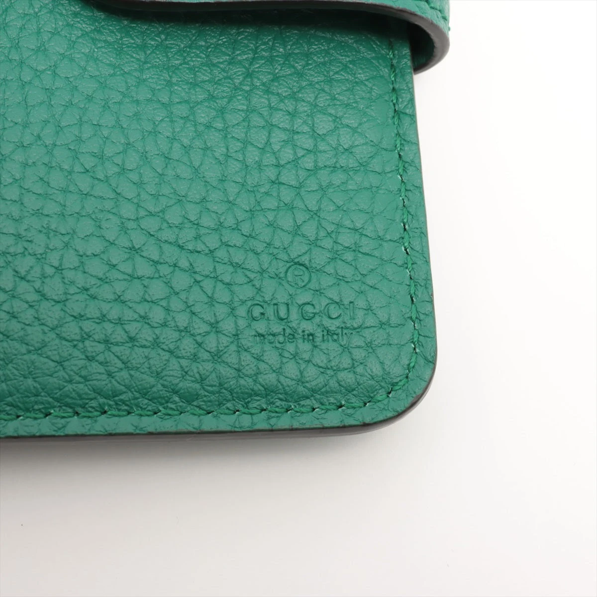グッチ ダブルG バンブー レザー コンパクトウォレット グリーン  