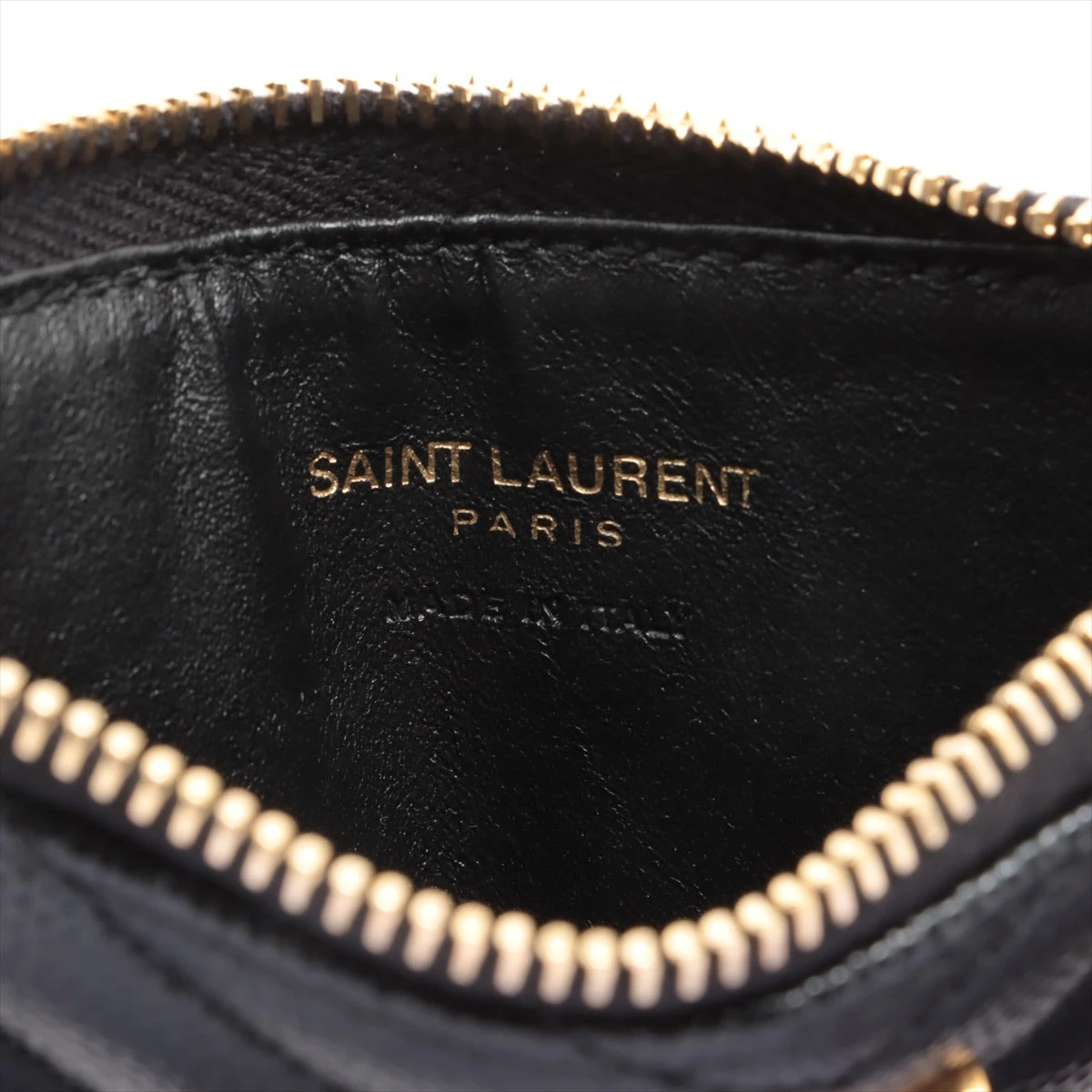 サンローラン Vステッチ ロゴ カードケース カーフ レディース 【中古  