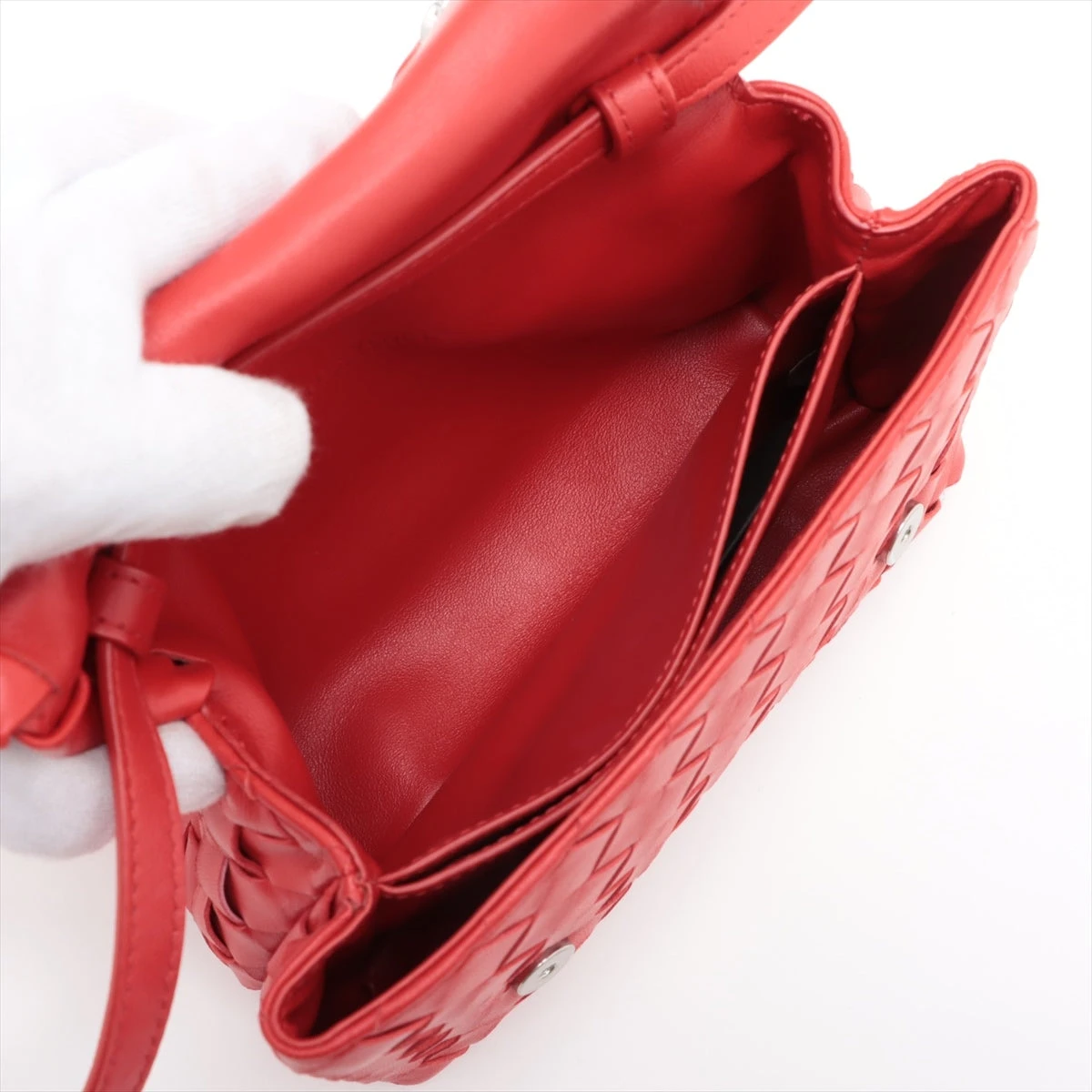 ボッテガヴェネタ　バニティ　ハンドバッグ　イントレチャート　レッド BOTTEGA VENETA ボッテガ・ヴェネタ BOTTEGAVENETA バッグ