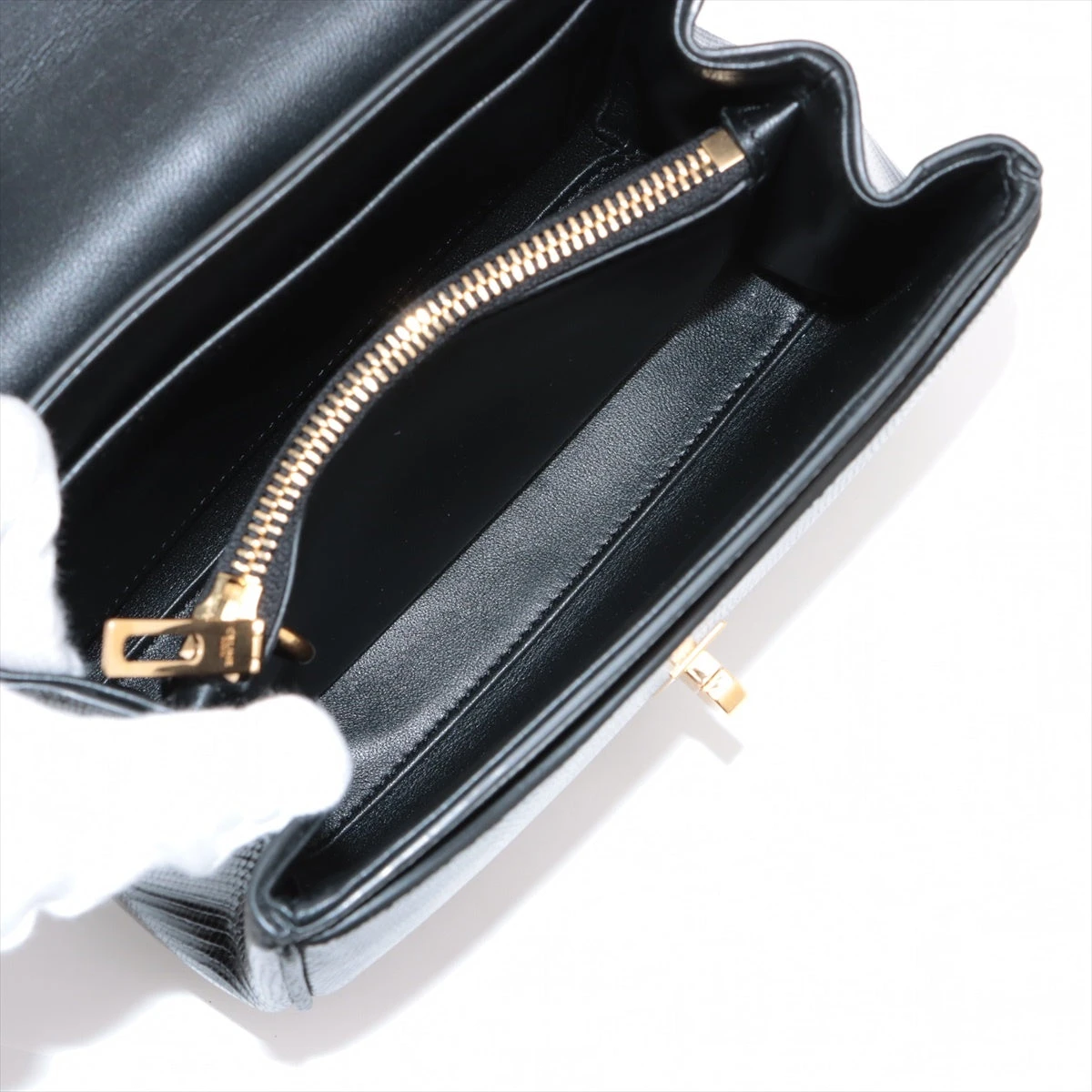 セリーヌ 16セーズ ミニ リザード 2WAYハンドバッグ ブラック A2405787