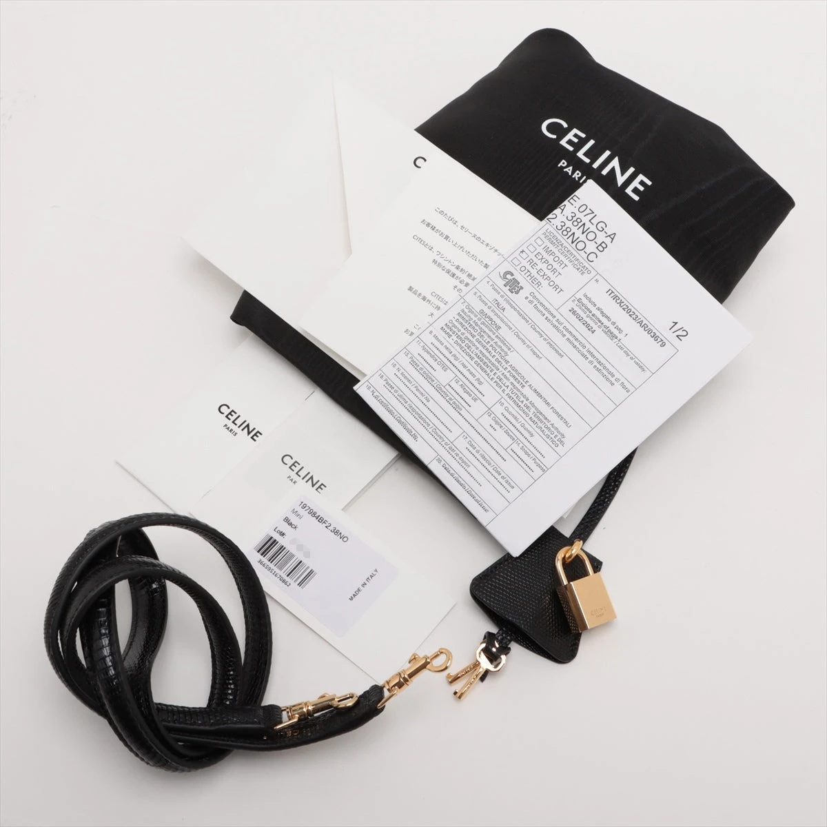 セリーヌ 16セーズ ミニ リザード 2WAYハンドバッグ ブラック