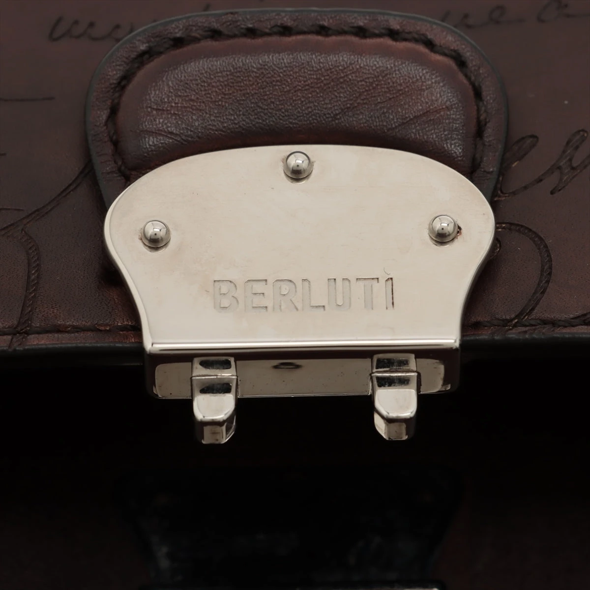 Berluti ビジネスバッグ エミーオ カリグラフィ オールレザー ブラウン ベルルッティ エミーオ レザー ビジネスバッグ ブラウン