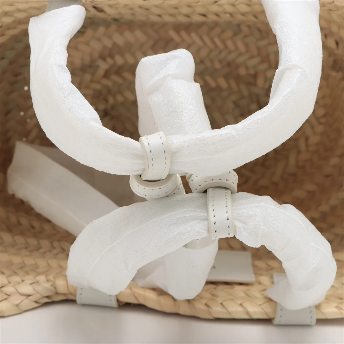 セリーヌ トリオンフ パニエ ラフィア×レザー カゴバッグ