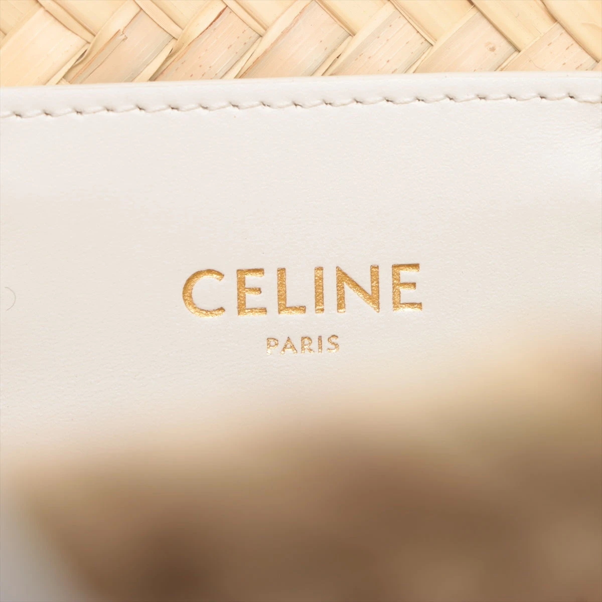 セリーヌ トリオンフ パニエ ラフィア×レザー カゴバッグ ベージュ