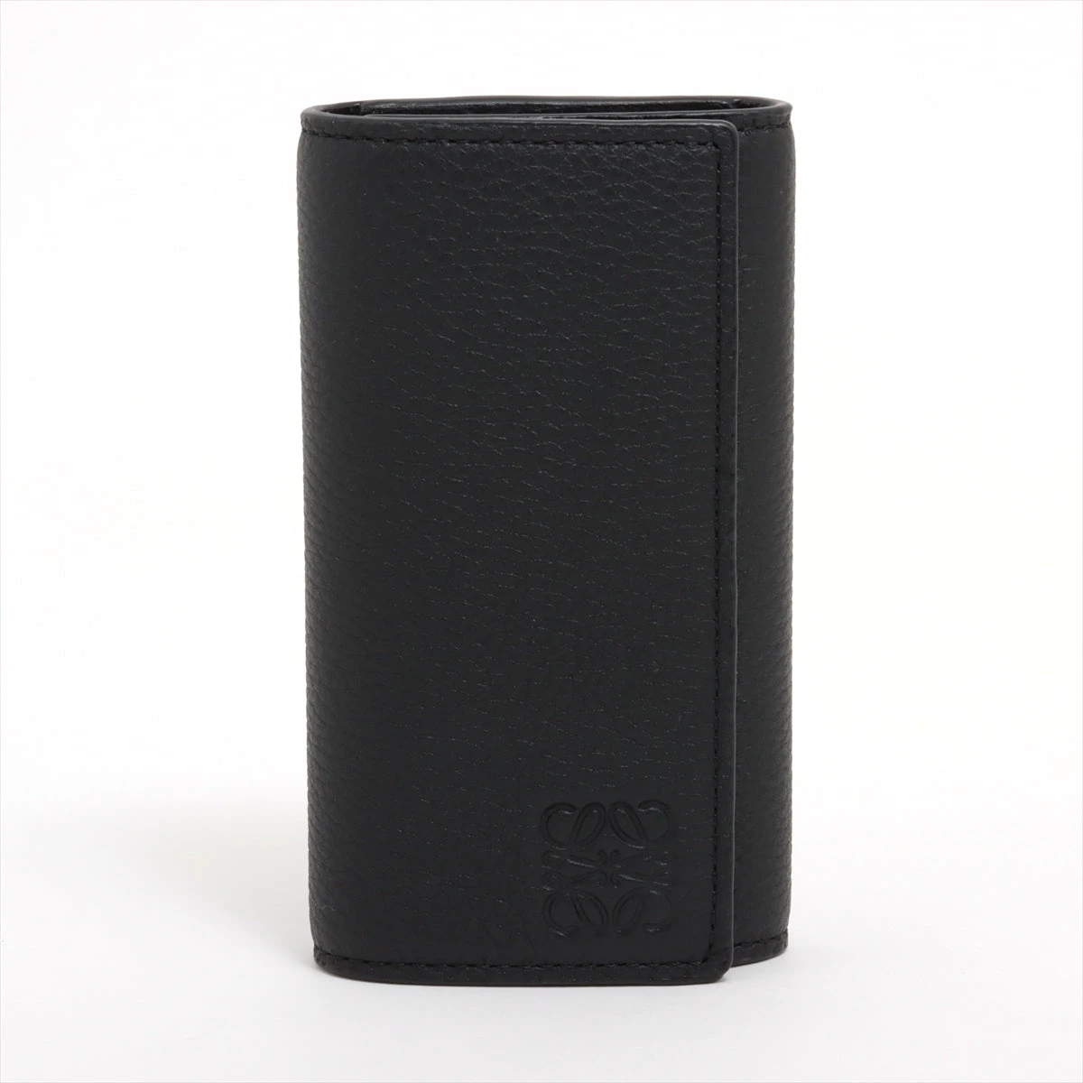 LOEWE 黒 レザー キーケース アナグラム ロエベ アナグラム レザー キーケース ブラック A2438218|中古