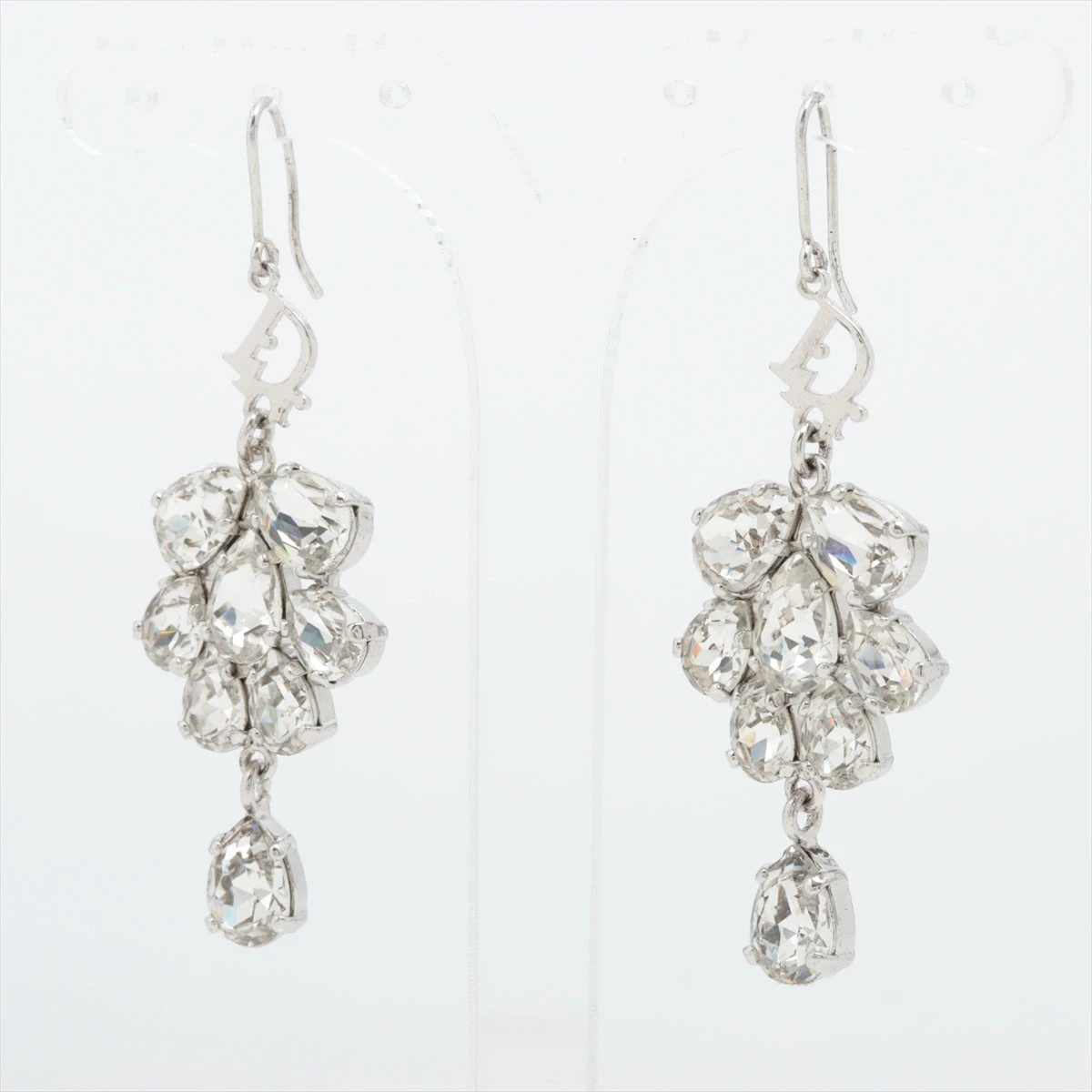 Dior ディオール ラインストーン ピアス ロゴ シルバー 結晶 5440 k16