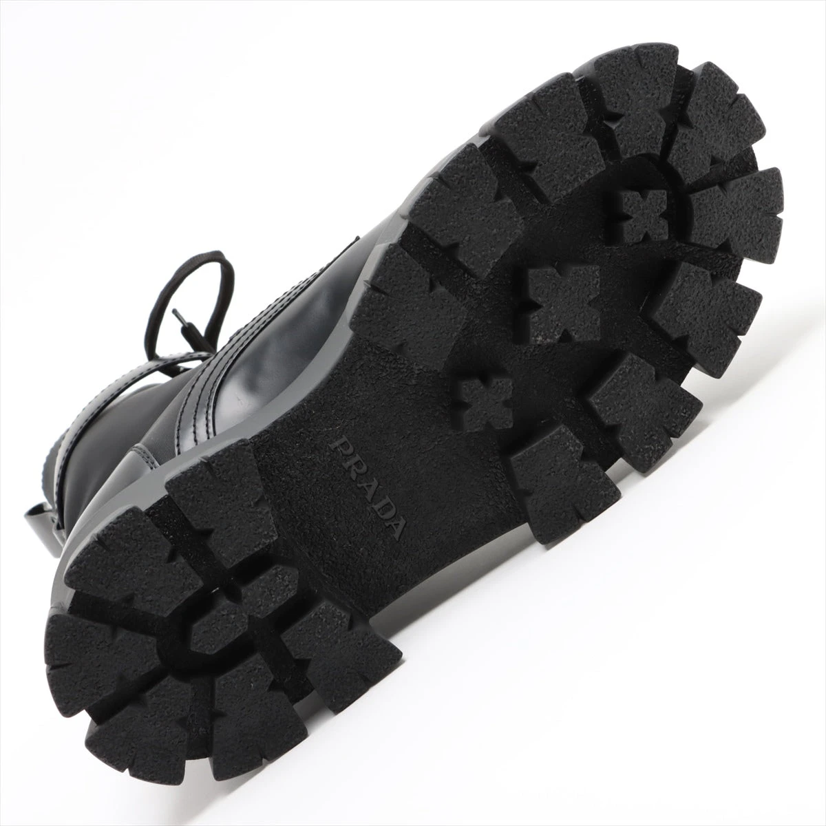 プラダ モノリス レザー ブーツ 38 1/2 レディース ブラック