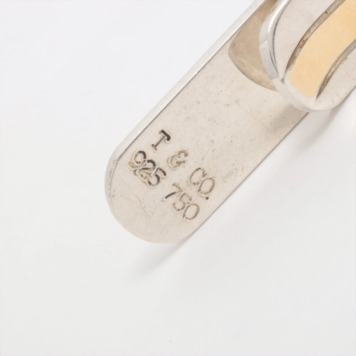 c049 美品　ティファニー　ゴールドライン　コンビ　ネクタイピン925/750 ティファニー イエロー ゴールド ライン コンビ ネクタイ ピン