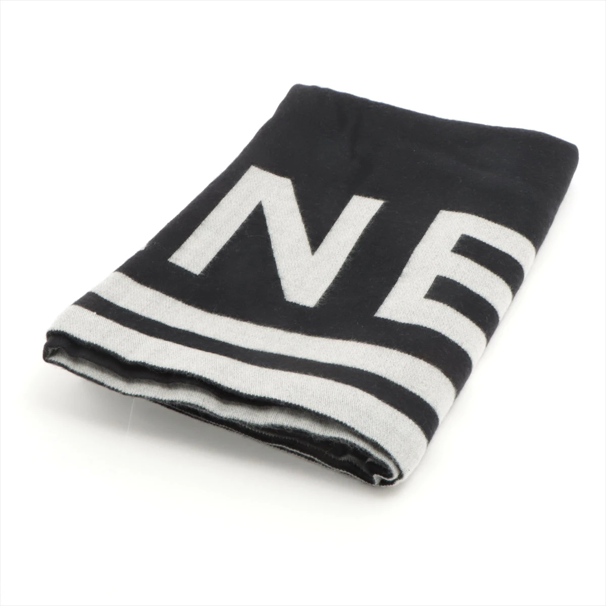 シャネル ココマーク 12A マフラー ウール×シルク ブラック A2443154  