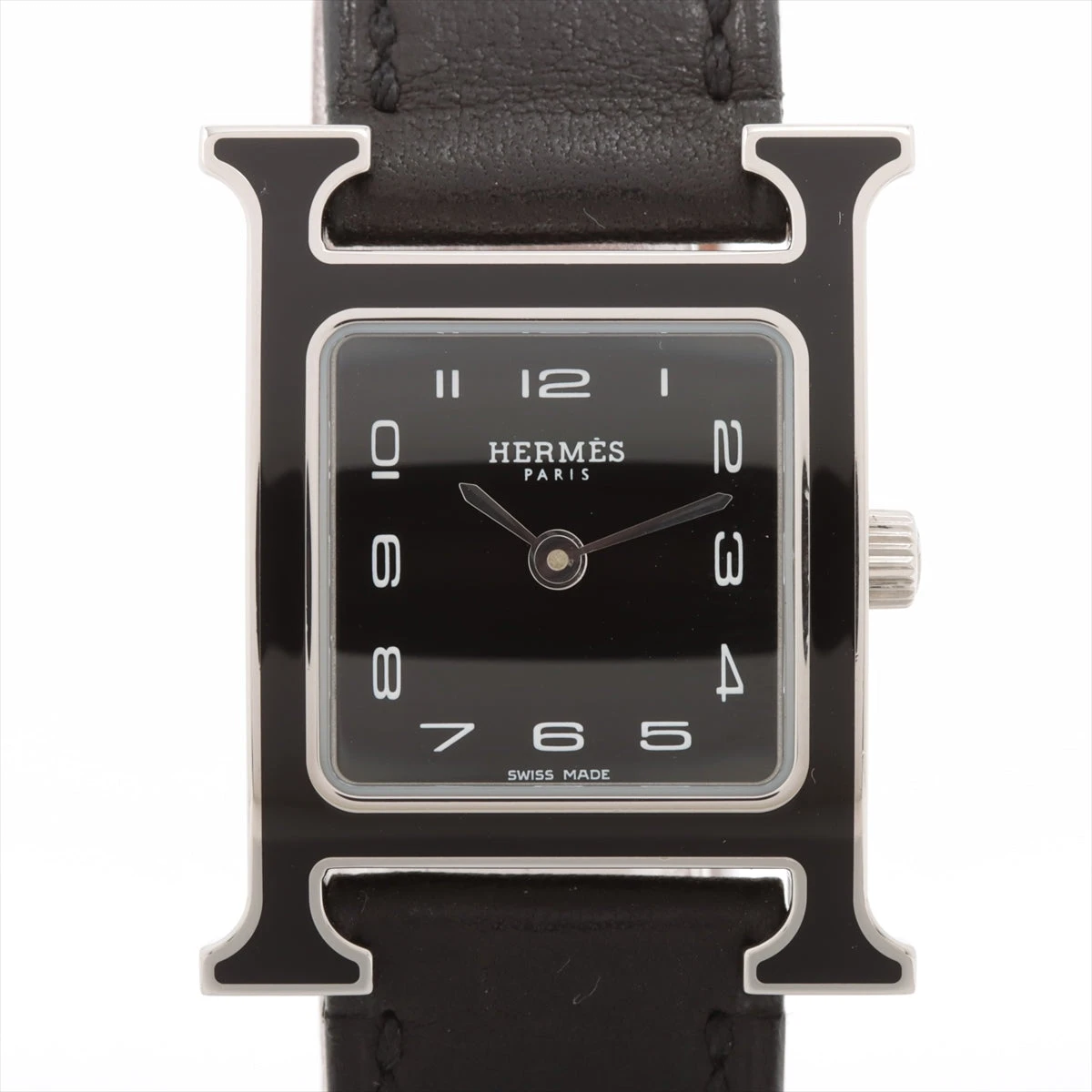 エルメス Hウォッチ HH1.221 SS×革 QZ 黒文字盤 A2428324|中古 エルメス Hウォッチ HH1.221 SS×革 QZ 黒文字盤 A2428324|中古