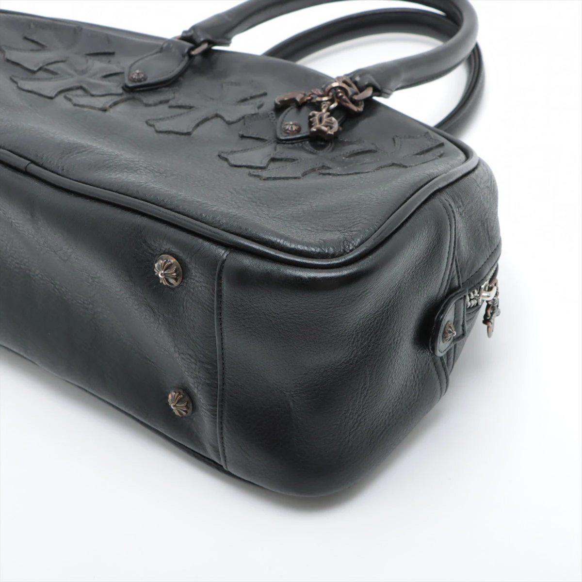 新品♡シルバー♡編み込み レザーハンドバッグ♡ Mal.♡チャーム付き CHROMEHEARTS クロムハーツ JILLIAN ジリアン ショルダーバッグ