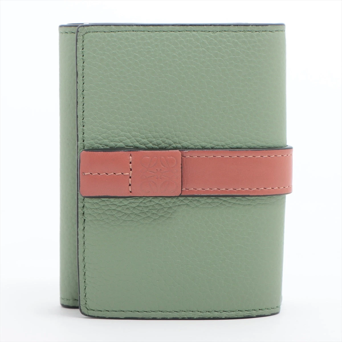 ★極美品★ロエベ　トライフォールド　ウォレット　アナグラム　ミントグリーン ロエベ アナグラム トライフォールド レザー コンパクト