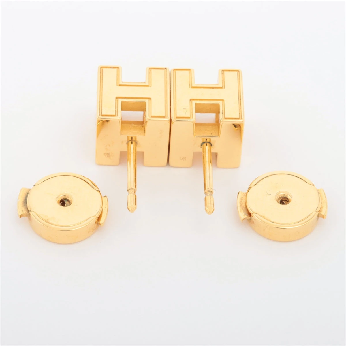 極美品✨　エルメス　ピアス　カージュドアッシュ　ホワイト　056 エルメス(HERMES)エルメス カージュドアッシュ Hキューブ ピアス