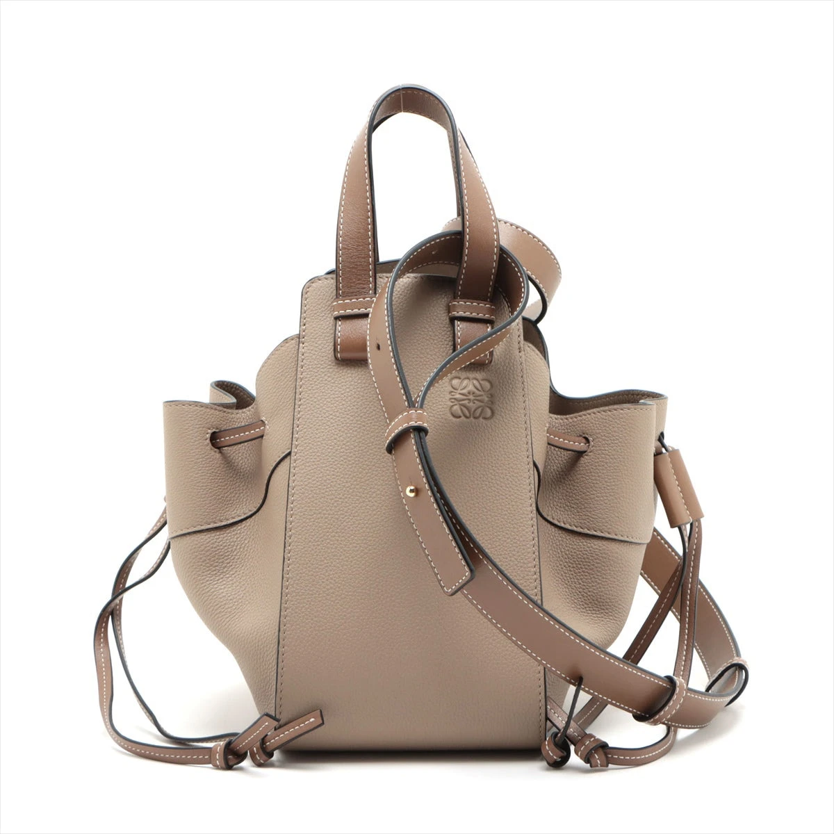 9月末まで全品SALE中！超美品！ロエベ　ハンモック　ベージュ　人気色 ロエベ ハンモック ドローストリングスモール レザー 2WAY