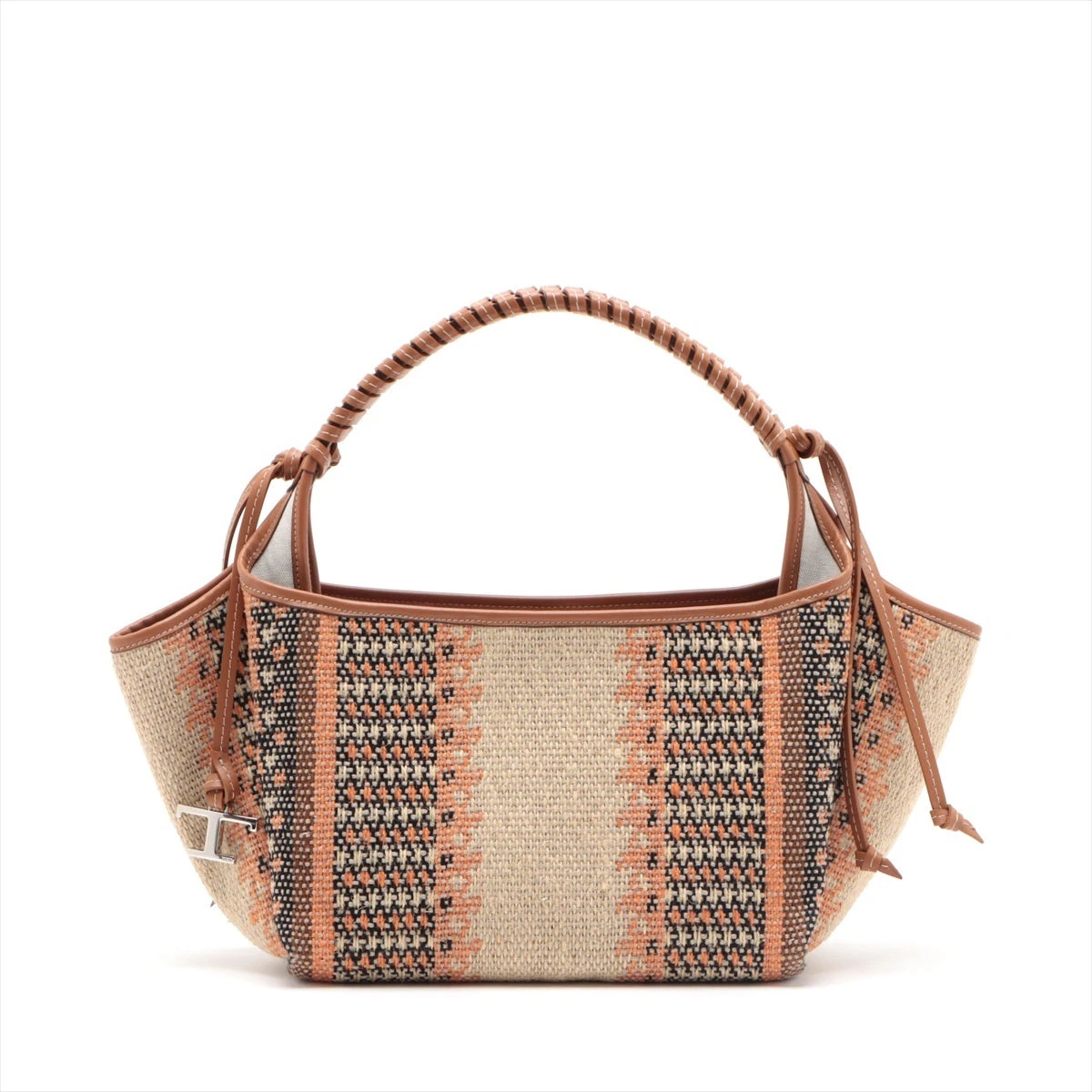 トッズ レザー×ファブリック ワンショルダーバッグ ブラウン A2324480  