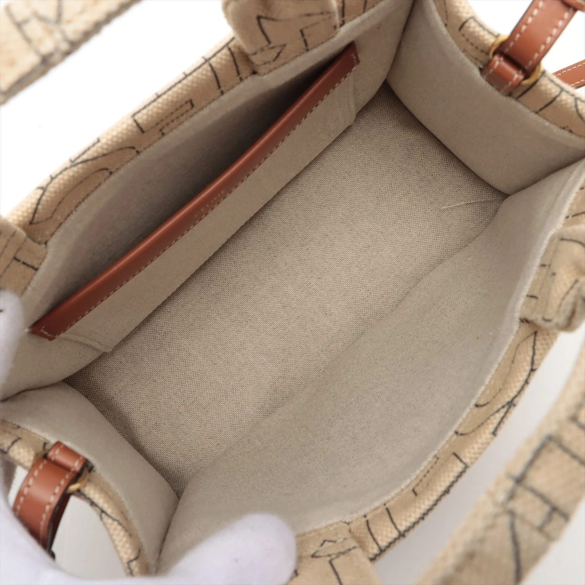 【美品✨】セリーヌ ケース トリオンフ キャンバス×レザー ベージュ セリーヌ トリオンフ スモール カバ タイス キャンバス×レザー