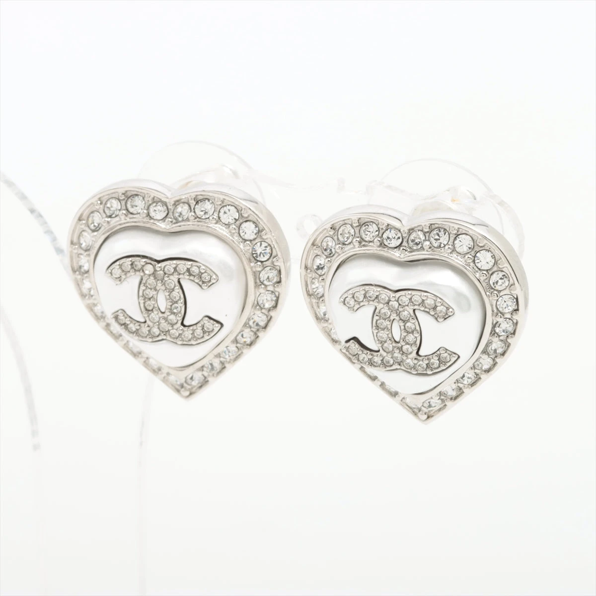 シャネル ココマーク ハート B23B ピアス(両耳用) GP×ラインストーン  