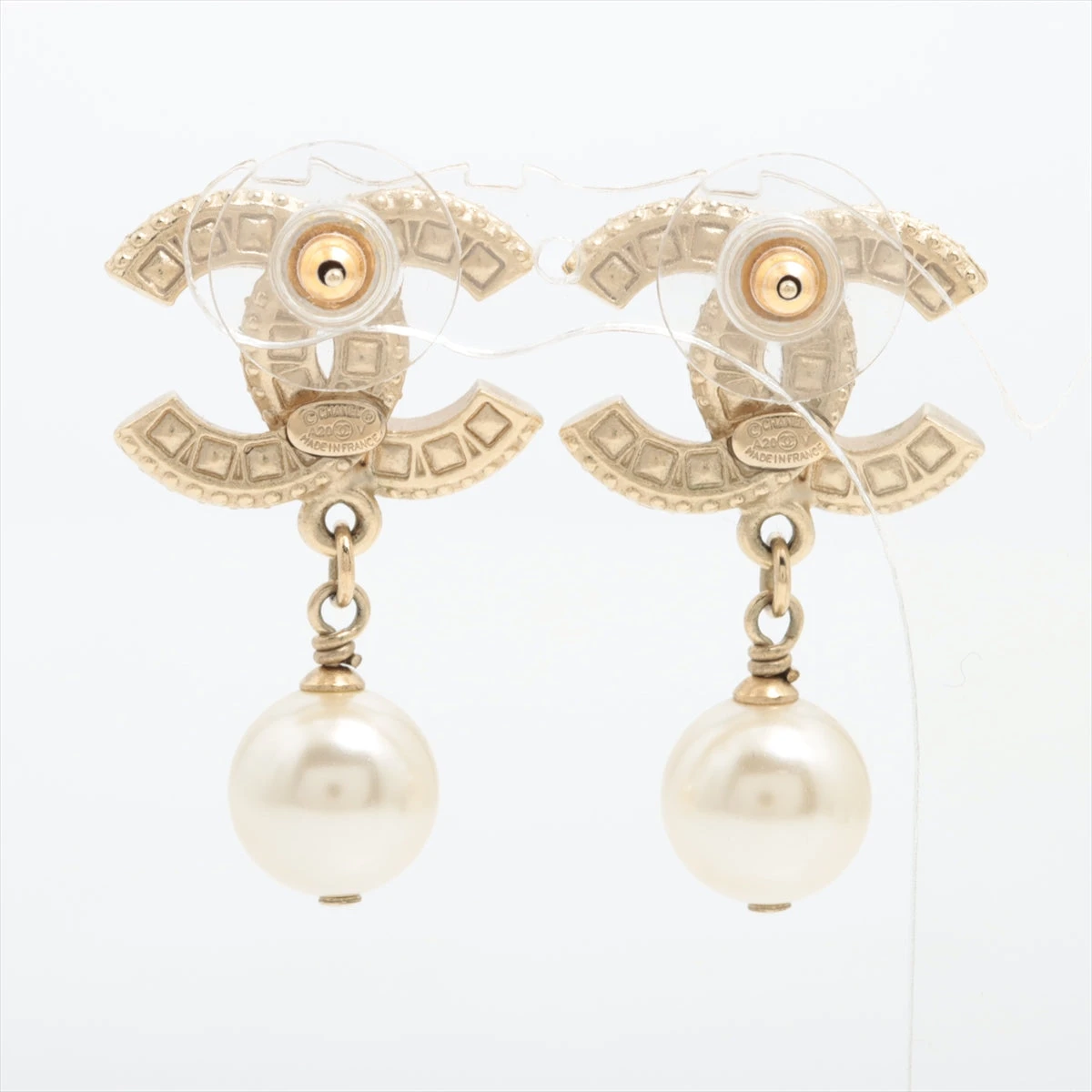 シャネル ココマーク A20V ピアス(両耳用) GP×ラインストーン×フェイク
