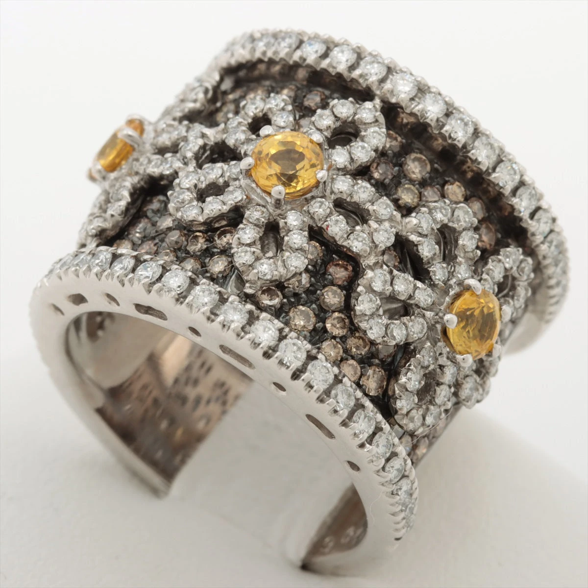 ポンテヴェキオ ダイヤ 色石 リング 750(WG) 19.7g 2.06 0.74 A2313842  