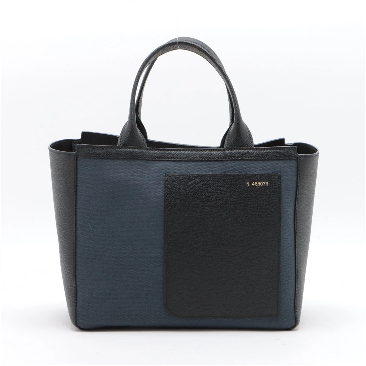 美品✨ヴァレクストラ ハンドバッグ Bキューブ レザー ネイビー　０GQ 美品✨ ヴァレクストラ Bキューブ 2WAY ハンドバッグ レザー