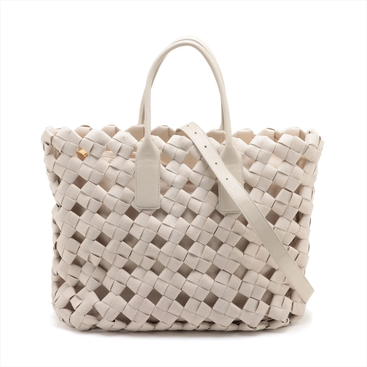 Bottega イントレチャート編み トートバッグ2WAY ボッテガヴェネタ イントレチャート キャンバス×レザー 2WAY