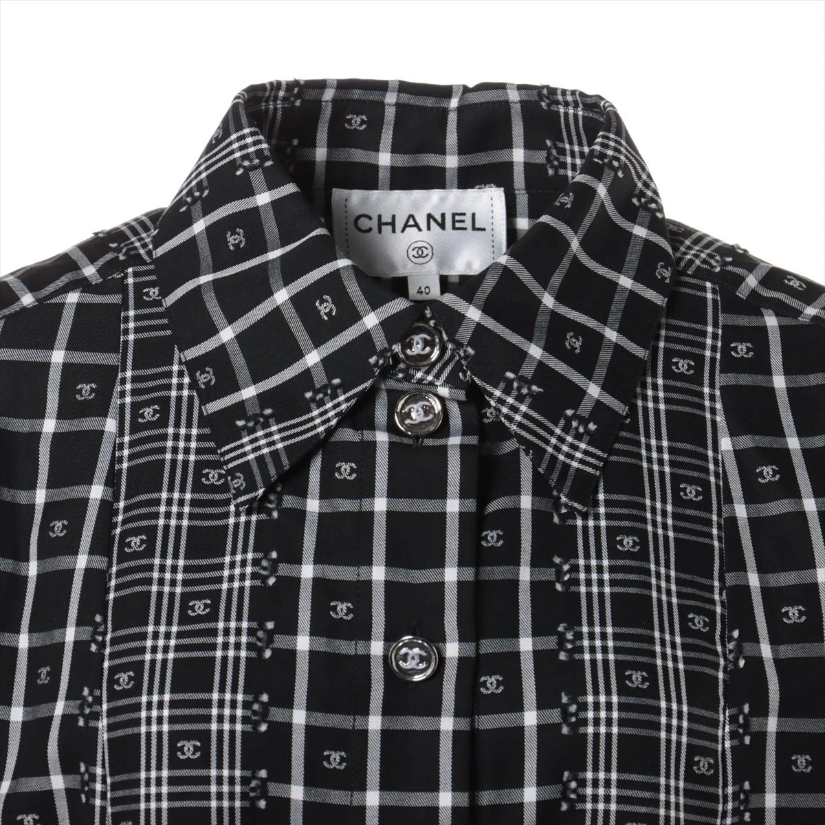 シャネル ココボタン 23A コットン シャツワンピース 40 レディース