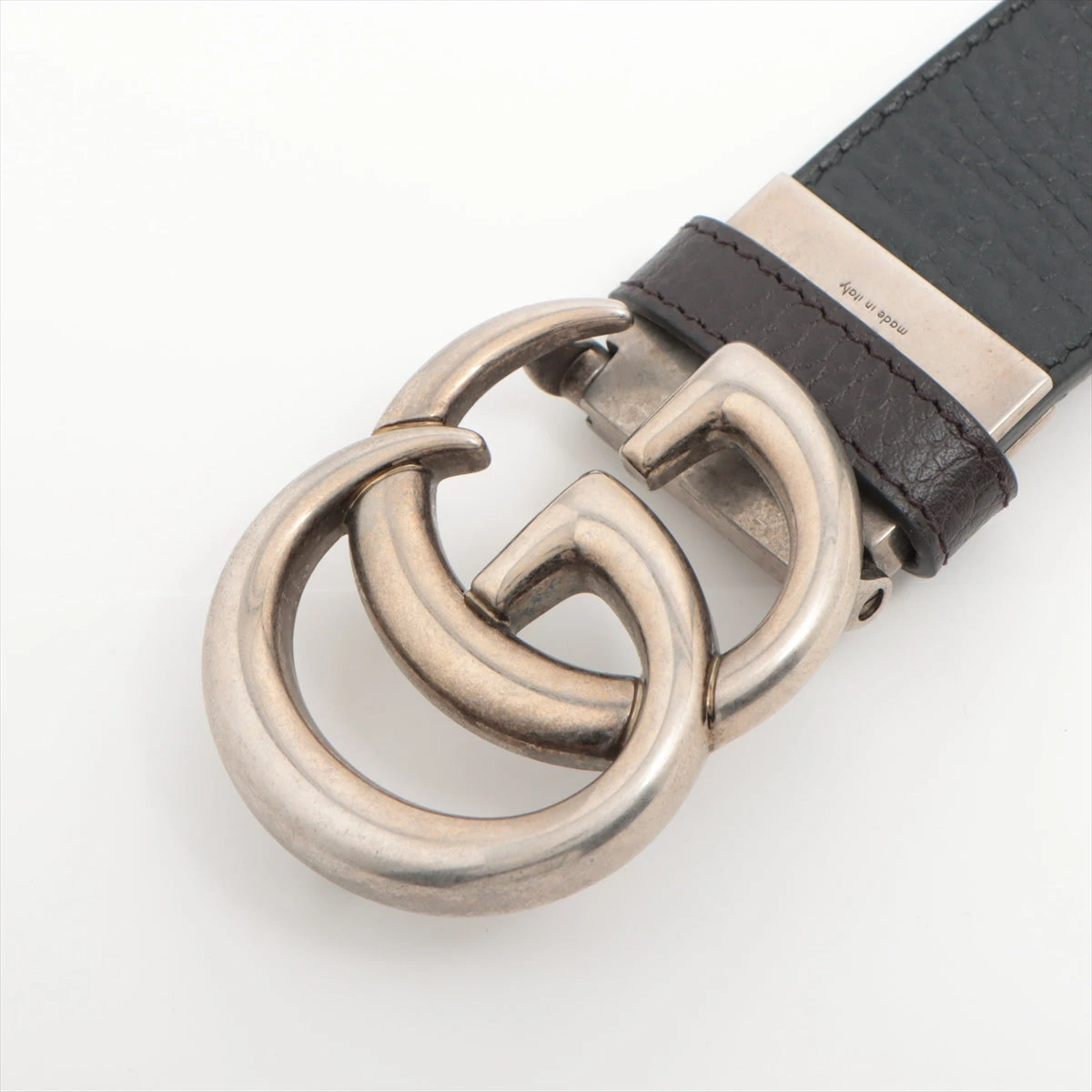 GUCCI GバックルGGレザーベルト 85/34 370543 ブラック/GP