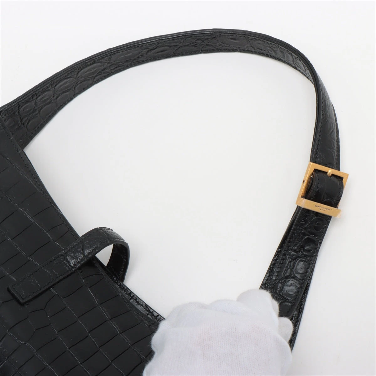 サンローランパリ ル サンカセット クロコ型押し ワンショルダーバッグ