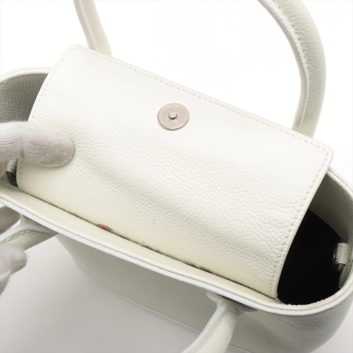 バレンシアガ BALENCIAGA ヴィルXXS 596159 ロゴ 2WAY ハンドバッグ トートバッグ 斜め掛け ショルダーバッグ レザー ホワイト 美品 BALENCIAGA（バレンシアガ） 美品 596159 ヴィルXXS 2WAY ハンドバッグ