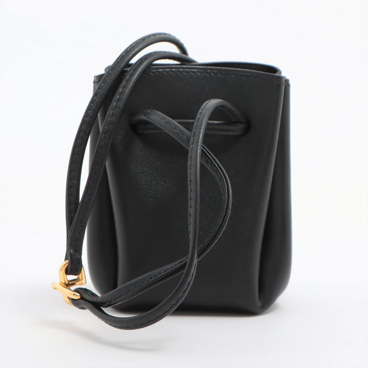 エルメス ヴェスパポーチ レザー ポーチ ブラック ゴールド金具