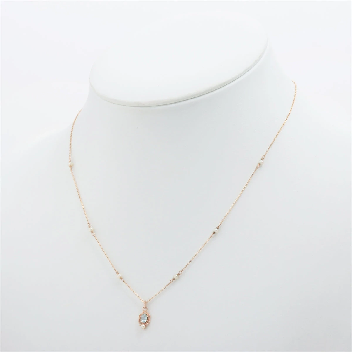 agate】 k10YG アクアマリン ダイヤモンド ネックレス