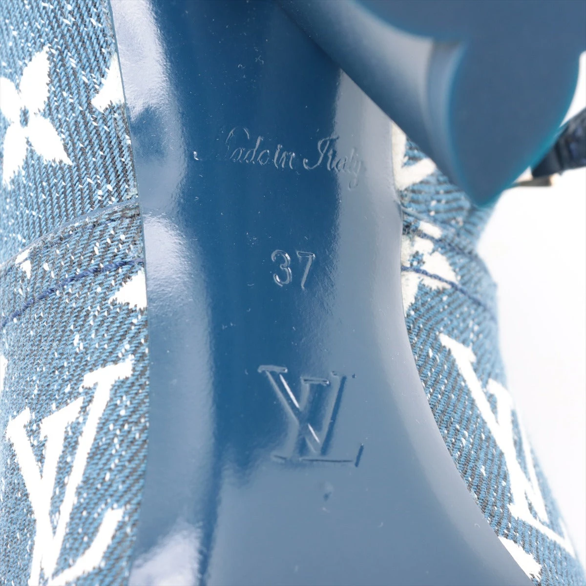 ヴィトン シルエットライン 21年 デニム×レザー ブーツ 37 レディース 