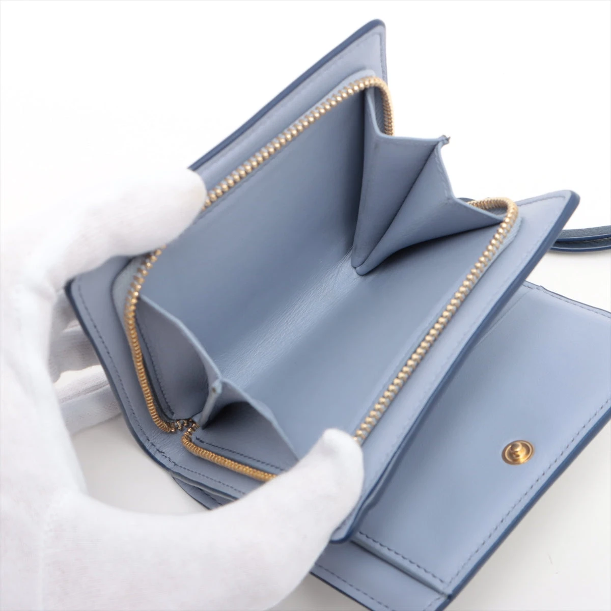 美品●ロエベ　バーティカル　ウォレット　アナグラム　ロゴ型押し　レザー　ネイビー 2025年最新】LOEWE カラー：ブルー系 三つ折り財布の人気