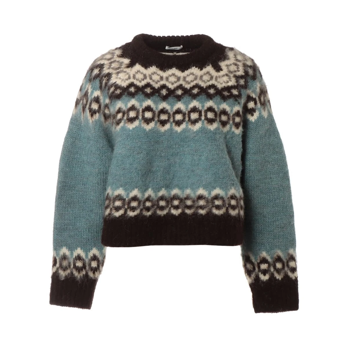 セリーヌ 22AW ウール ニット S レディース ブルー×ブラウン フェア