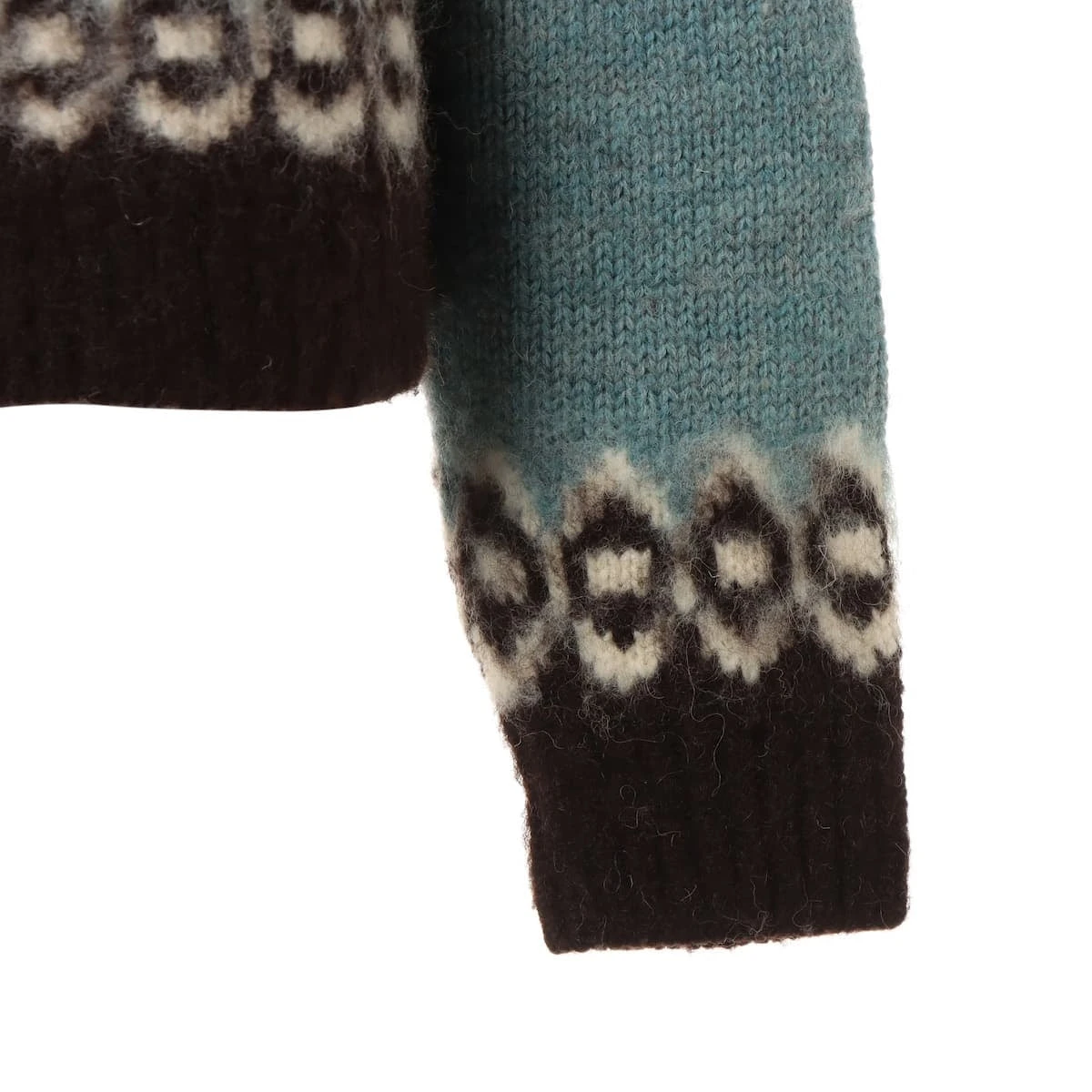 セリーヌ 22AW ウール ニット S レディース ブルー×ブラウン フェア