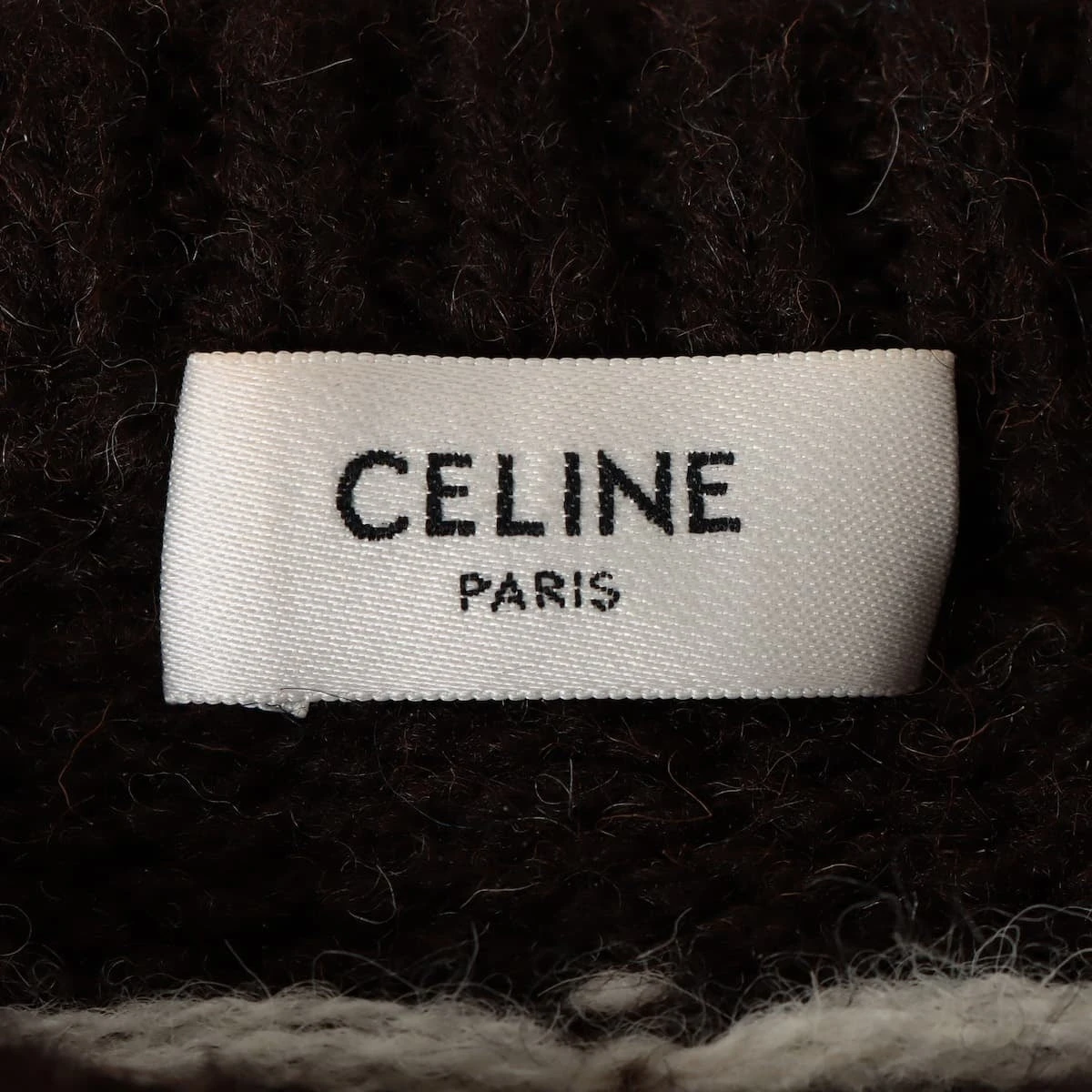 セリーヌ 22AW ウール ニット S レディース ブルー×ブラウン フェア