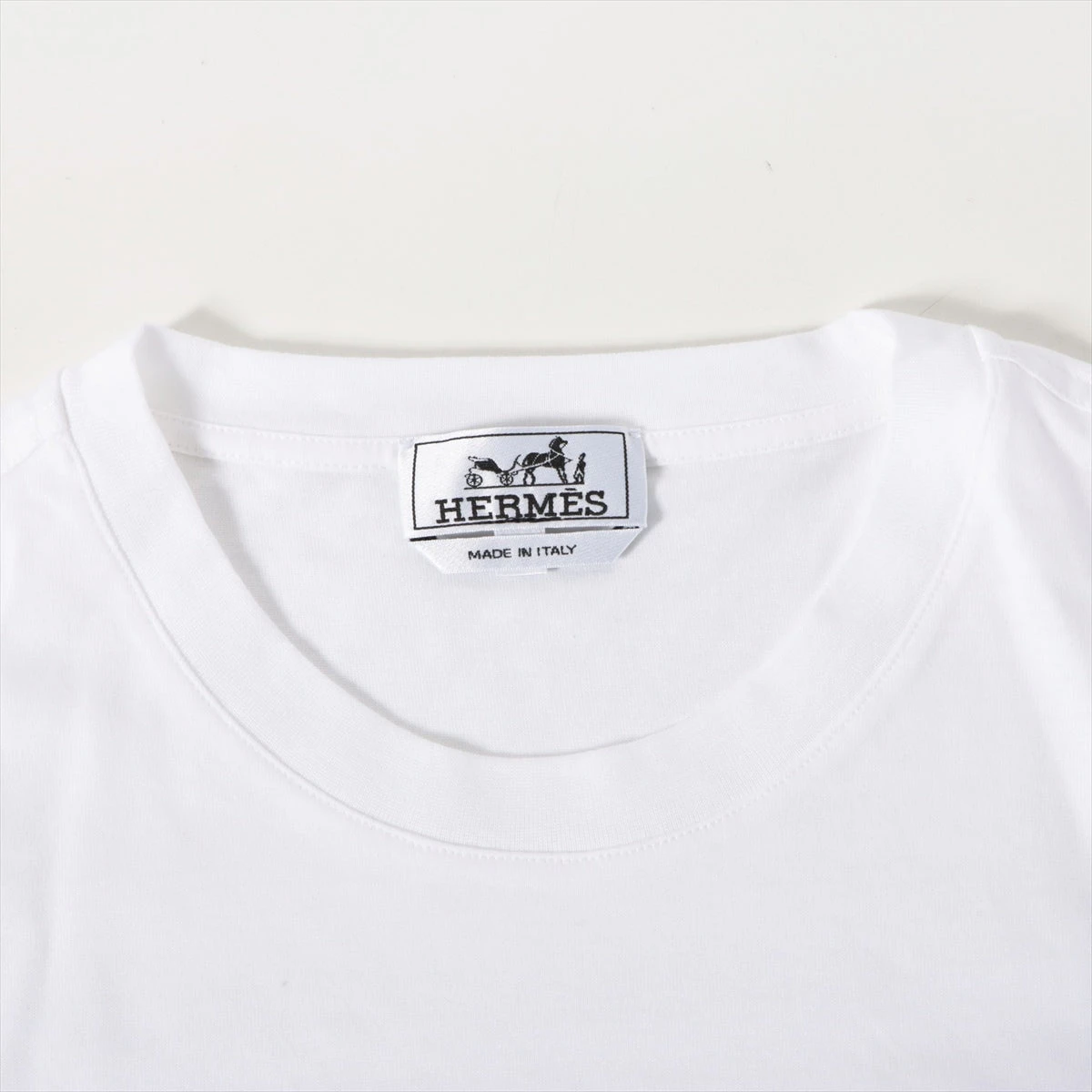 エルメス 22SS コットン Tシャツ L メンズ ホワイト カヴァルカード 