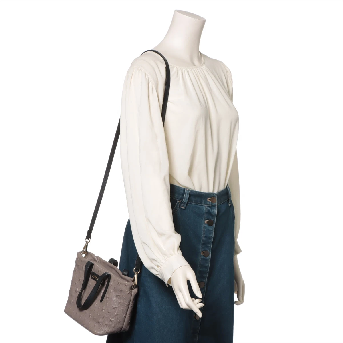 ■極美品■2way ジミーチュウ　ショルダーバッグ　グレー　レザー　AMIE JIMMY CHOO - □極美品□2way ジミーチュウ ショルダーバッグ