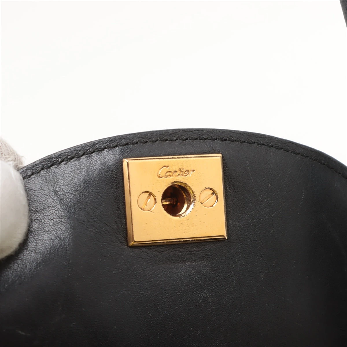 カルティエ パンテール レザー ショルダーバッグ ブラック
