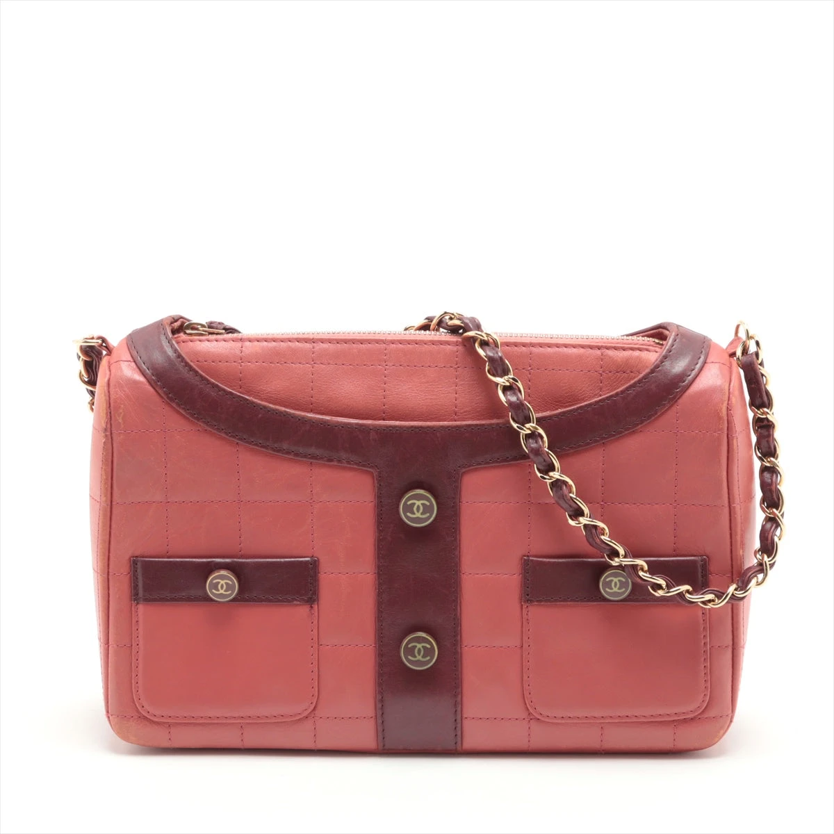 シャネル ガールシャネル ラムスキン チェーンショルダーバッグ チョコ  