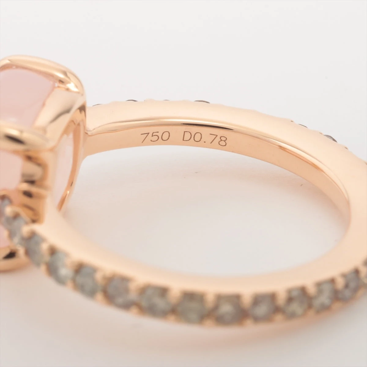 ポメラート ローズクォーツ ダイヤ リング 750(PG) 5.3g 4.35 D0.78