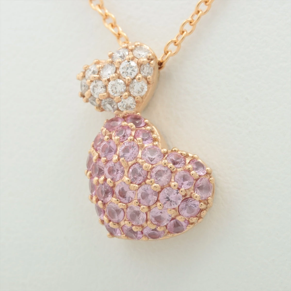 ポンテヴェキオ ピンクサファイア ダイヤ ネックレス K18PG 5.1g S0.85