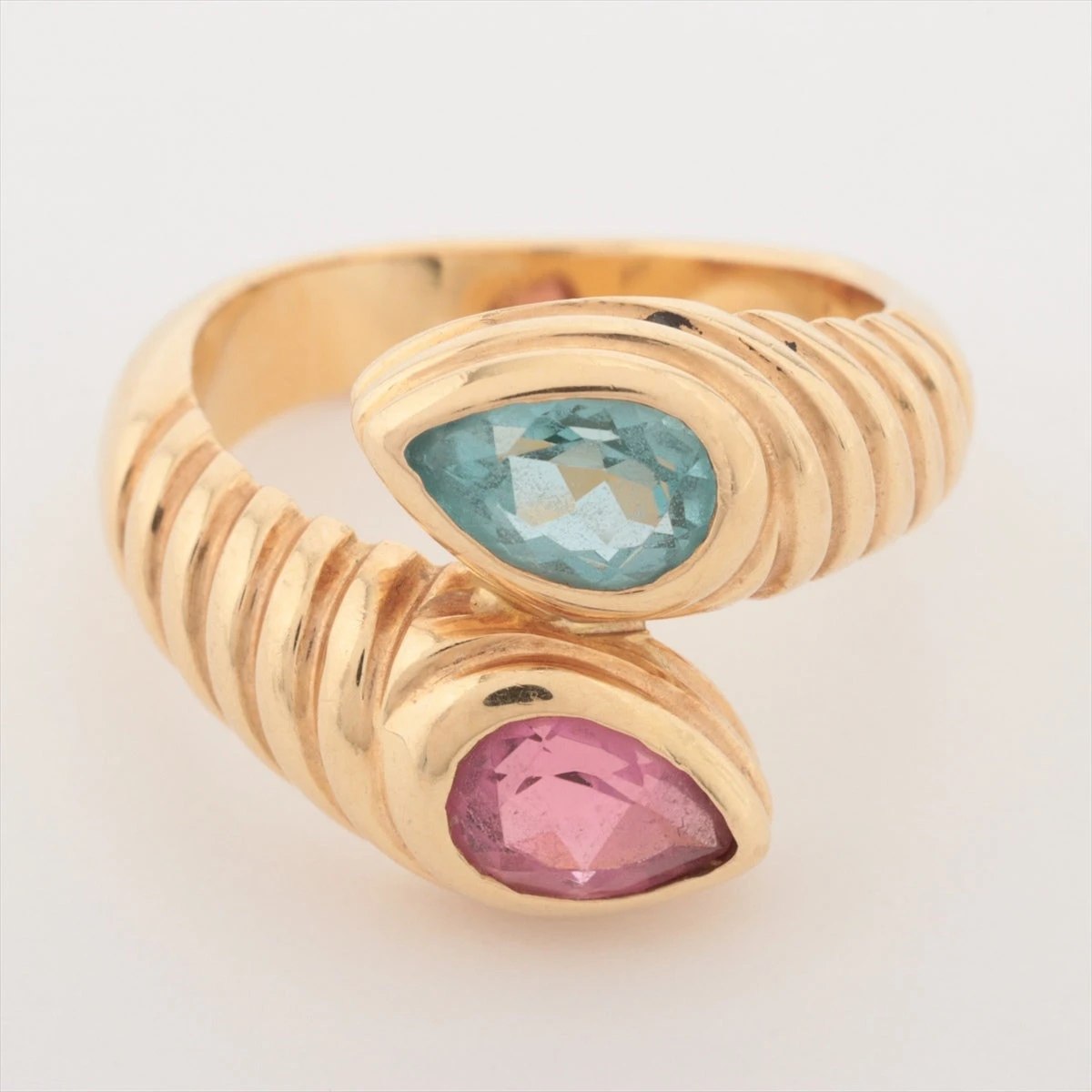 ららです ピンクトルマリン×ブルートパーズ リング 15号 K10WG