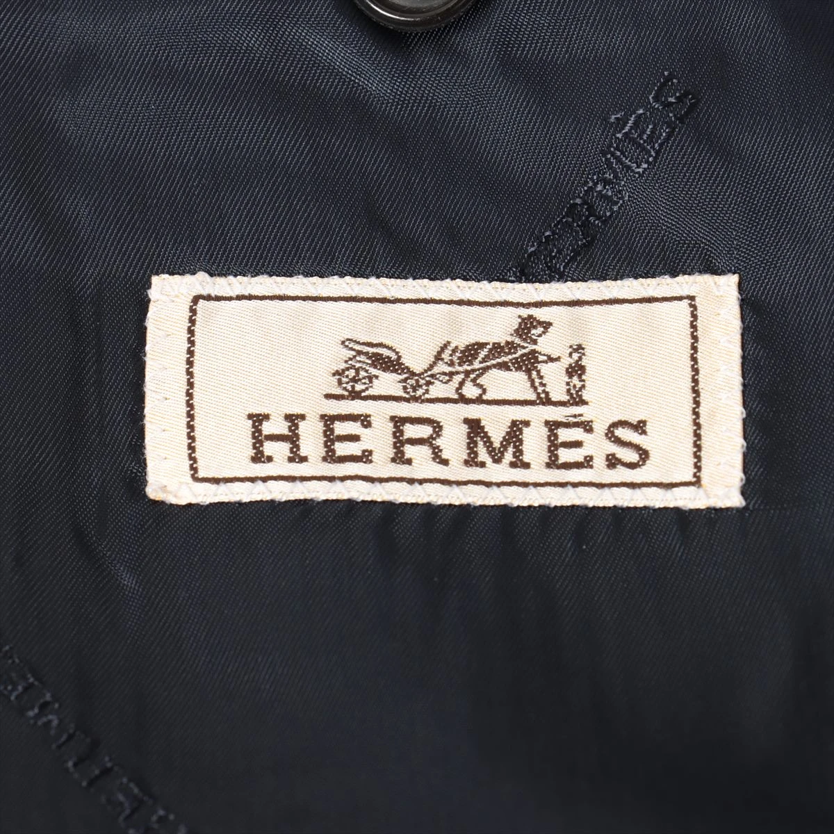 エルメスネイビーウールジャケット美品 エルメス HERMES ウール Super150's 上質ウール スーツ 50