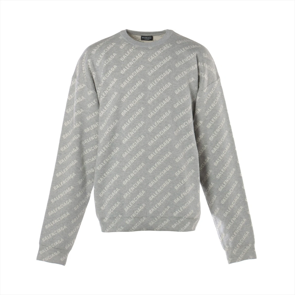 バレンシアガ 22AW コットン×ウール ニット M メンズ グレー 702952  