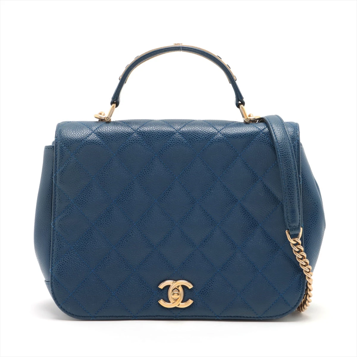 シャネル　マトラッセ　キャビアスキン　青　2way　ショルダーバッグ　24番台 CHANEL - シャネル マトラッセ キャビアスキン 青 2way