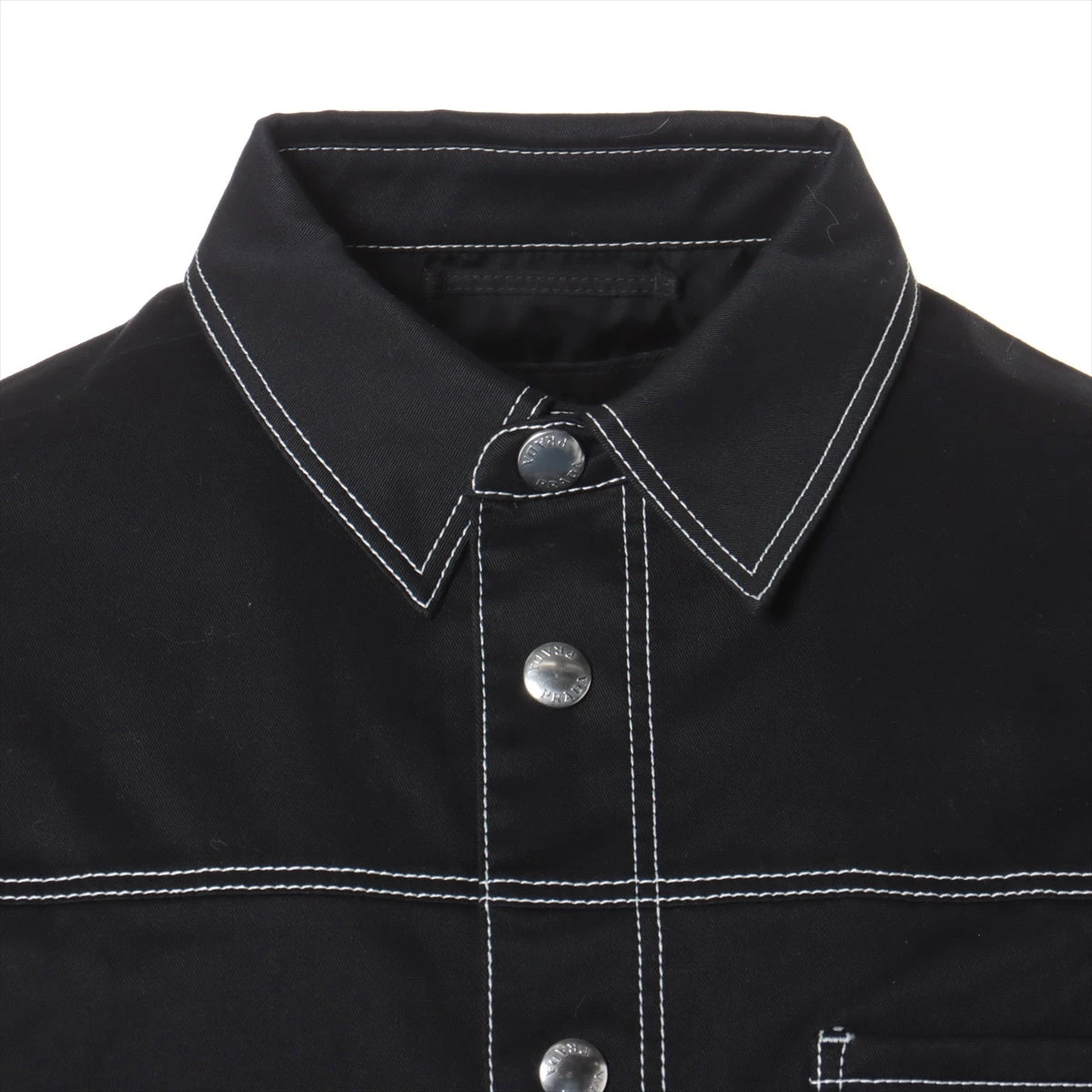 プラダ 23AW コットン デニムシャツ M メンズ ブラック SC696