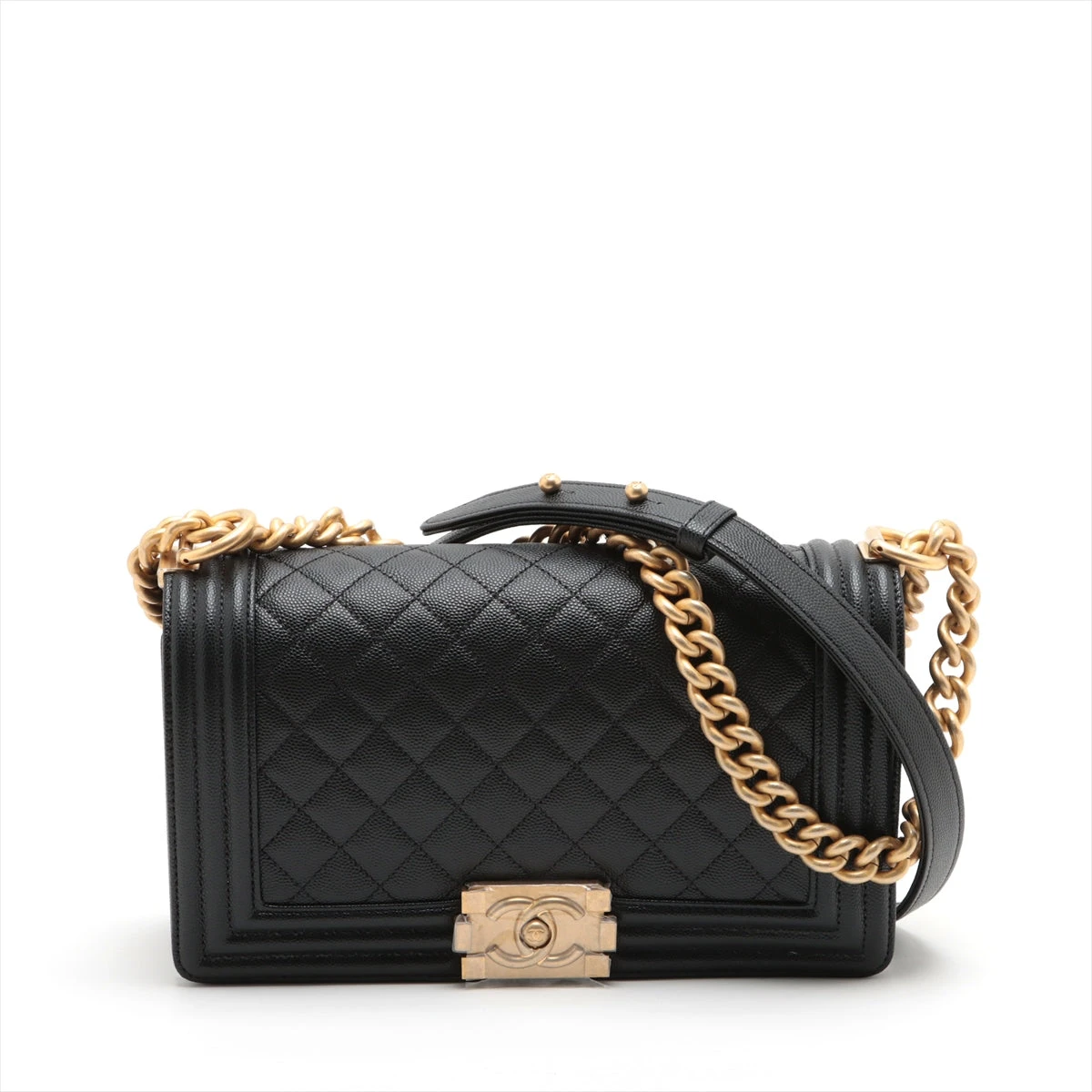 CHANEL ショルダー キャビアスキン ゴールド金具 シャネル ボーイシャネル キャビアスキン チェーンショルダー