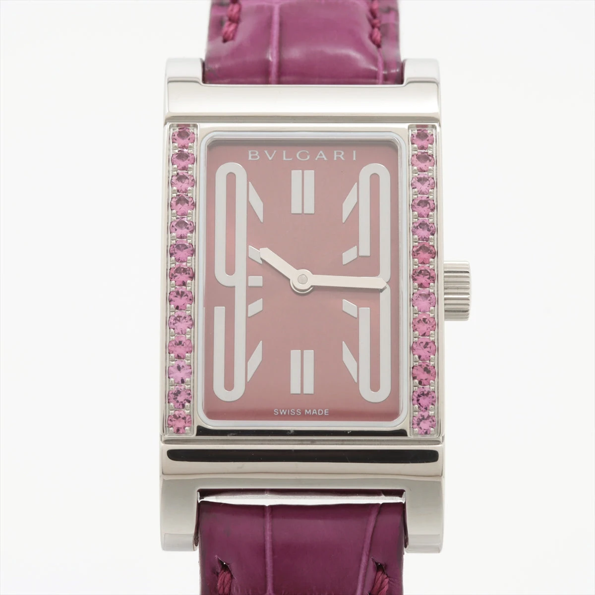 BVLGARI ブルガリ レッタンゴロ RT39S QZ レディース腕時計 ブルガリ レッタンゴロ RT39S SS×革 QZ ピンク文字盤 A2485816