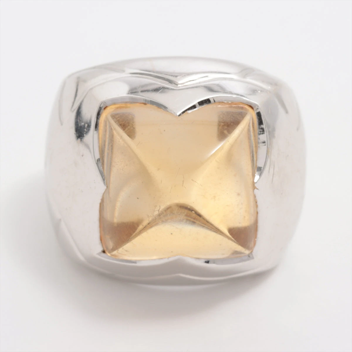 ブルガリ ピラミデ シトリン リング 750(WG) 15.1g A2447650｜中古